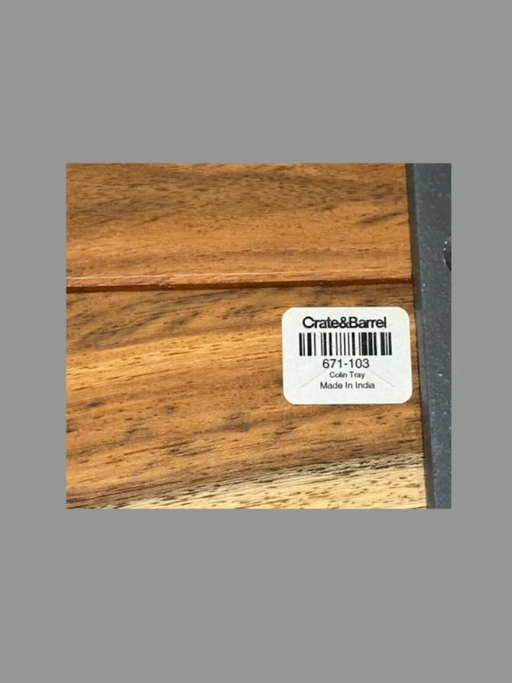 Crate & Barrel - Large Solid Wood-Iron Colin Tray